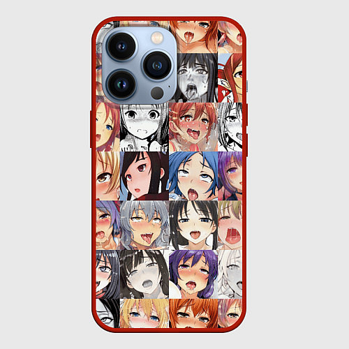 Чехол iPhone 13 Pro Anime hentai ahegao manga / 3D-Красный – фото 1