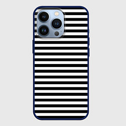 Чехол для iPhone 13 Pro Тельняшка черная Подводного флота ВМФ, цвет: 3D-тёмно-синий