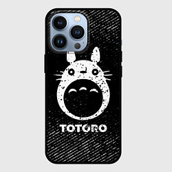 Чехол для iPhone 13 Pro Totoro с потертостями на темном фоне, цвет: 3D-черный