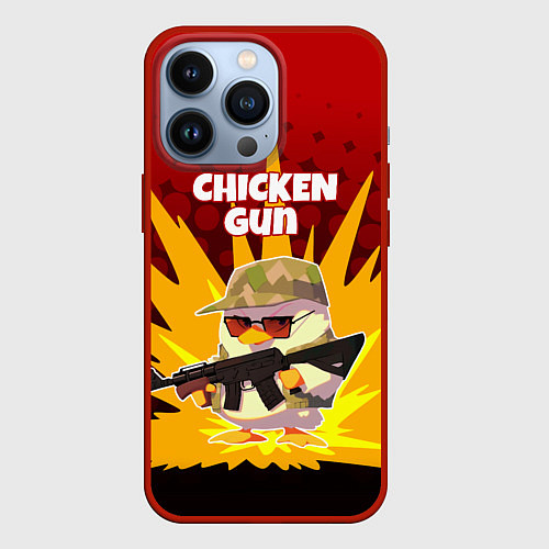 Чехол iPhone 13 Pro Chicken Gun - спецназ / 3D-Красный – фото 1