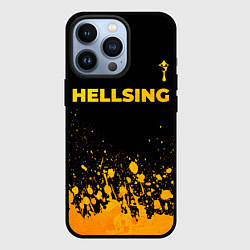 Чехол для iPhone 13 Pro Hellsing - gold gradient: символ сверху, цвет: 3D-черный