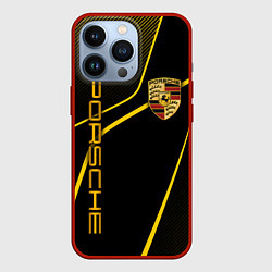 Чехол для iPhone 13 Pro Porsche - Gold line, цвет: 3D-красный