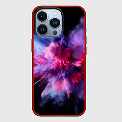 Чехол для iPhone 13 Pro Фиолетовый с белым паттерн, цвет: 3D-красный