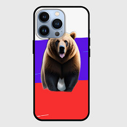 Чехол для iPhone 13 Pro Медведь на флаге, цвет: 3D-черный