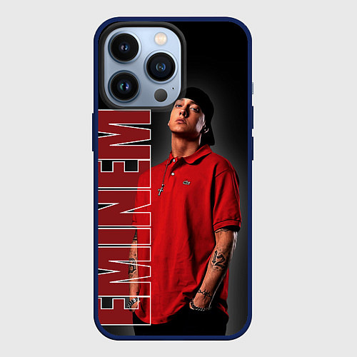 Чехол iPhone 13 Pro Рэппер Эминем / 3D-Тёмно-синий – фото 1