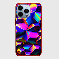 Чехол для iPhone 13 Pro Бензиновые неоновые кристаллы, цвет: 3D-красный