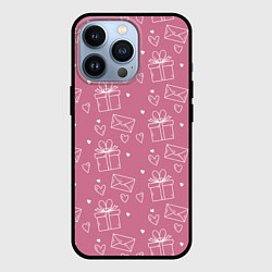 Чехол для iPhone 13 Pro Влюбленным паттерн, цвет: 3D-черный