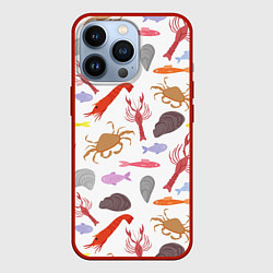 Чехол для iPhone 13 Pro Морской пейзаж, цвет: 3D-красный