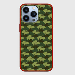 Чехол для iPhone 13 Pro Свиньи 18 камуфляж, цвет: 3D-красный