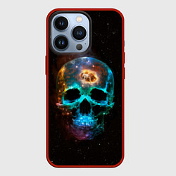 Чехол для iPhone 13 Pro Космический череп - нейронная сеть, цвет: 3D-красный