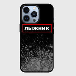 Чехол для iPhone 13 Pro Лыжник - в рамке красного цвета, цвет: 3D-черный