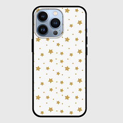 Чехол для iPhone 13 Pro Бежевые звездочки на белом фоне, цвет: 3D-черный
