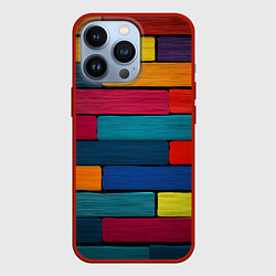 Чехол для iPhone 13 Pro Цветные кирпичики, цвет: 3D-красный