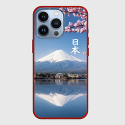 Чехол для iPhone 13 Pro Цветущая сакура на фоне Фудзиямы - Япония, цвет: 3D-красный