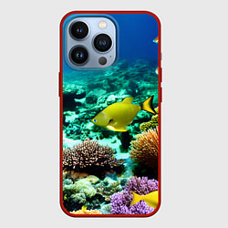 Чехол для iPhone 13 Pro Рыбы на дне моря, цвет: 3D-красный