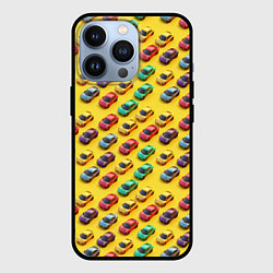 Чехол для iPhone 13 Pro Разноцветные машинки, цвет: 3D-черный