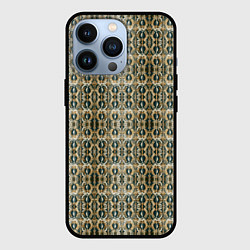 Чехол для iPhone 13 Pro Золотистые симметричные узоры, цвет: 3D-черный
