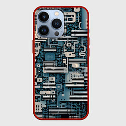 Чехол для iPhone 13 Pro Механическая конструкция паттерн, цвет: 3D-красный