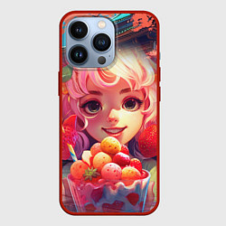 Чехол для iPhone 13 Pro Милая девушка с коктейлем, цвет: 3D-красный