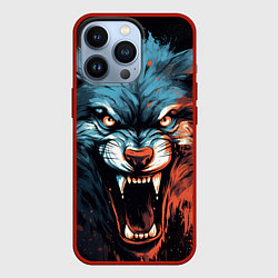 Чехол для iPhone 13 Pro Fantasy wolf, цвет: 3D-красный