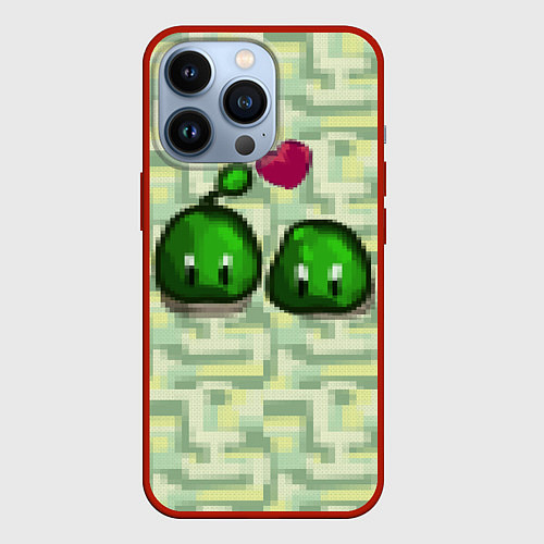 Чехол iPhone 13 Pro Зеленые слаймы стардью / 3D-Красный – фото 1