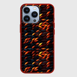 Чехол для iPhone 13 Pro Black orange texture, цвет: 3D-красный