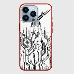 Чехол для iPhone 13 Pro ЧБ Киберпанк-Модерн, цвет: 3D-красный