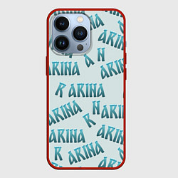 Чехол для iPhone 13 Pro Арина - текст паттерн, цвет: 3D-красный