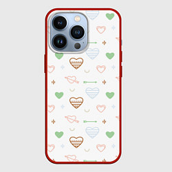 Чехол для iPhone 13 Pro Cute hearts, цвет: 3D-красный