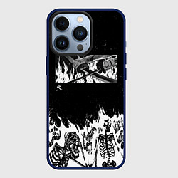 Чехол для iPhone 13 Pro Блич - Скелеты в огне, цвет: 3D-тёмно-синий