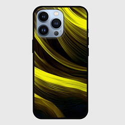 Чехол для iPhone 13 Pro Черные и желтые линии, цвет: 3D-черный