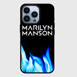 Чехол для iPhone 13 Pro Marilyn Manson blue fire, цвет: 3D-черный