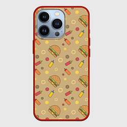 Чехол для iPhone 13 Pro Гамбургеры, цвет: 3D-красный