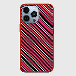 Чехол iPhone 13 Pro Полосы пиксели красный