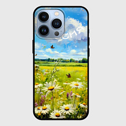 Чехол для iPhone 13 Pro Россия - летнее цветочное поле, цвет: 3D-черный