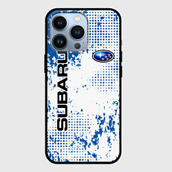 Чехол для iPhone 13 Pro Subaru blue logo, цвет: 3D-черный
