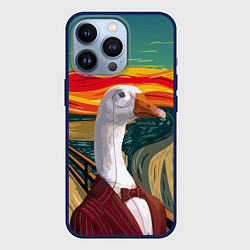 Чехол для iPhone 13 Pro Утка пародия на картину Крик, цвет: 3D-тёмно-синий