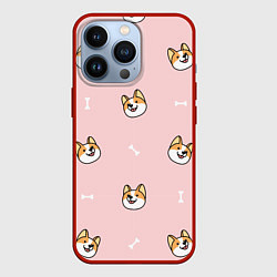 Чехол для iPhone 13 Pro Pink corgi, цвет: 3D-красный