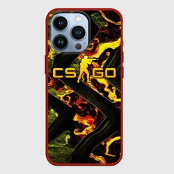 Чехол для iPhone 13 Pro CS GO green and fire, цвет: 3D-красный