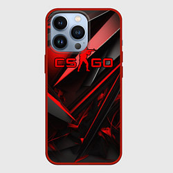 Чехол для iPhone 13 Pro CS GO black red, цвет: 3D-красный