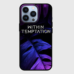 Чехол для iPhone 13 Pro Within Temptation neon monstera, цвет: 3D-черный