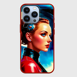 Чехол для iPhone 13 Pro Девушка связист в космосе, цвет: 3D-красный