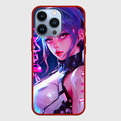 Чехол для iPhone 13 Pro Кибер-девушка неон аниме, цвет: 3D-красный