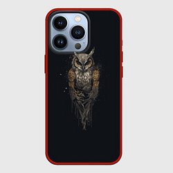 Чехол для iPhone 13 Pro Суровая стимпанк сова, цвет: 3D-красный