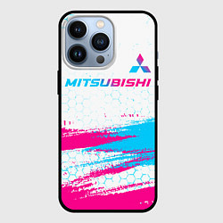 Чехол iPhone 13 Pro Mitsubishi neon gradient style: символ сверху