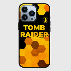 Чехол для iPhone 13 Pro Tomb Raider - gold gradient: символ сверху, цвет: 3D-черный