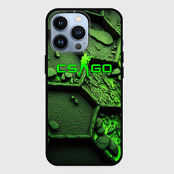 Чехол для iPhone 13 Pro CSGO green abstract, цвет: 3D-черный