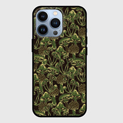 Чехол для iPhone 13 Pro Магические грибы - камуфляж, цвет: 3D-черный