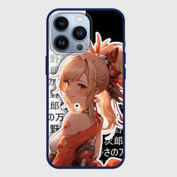 Чехол для iPhone 13 Pro Ёимия - геншин импакт - иероглифы, цвет: 3D-тёмно-синий