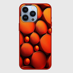 Чехол для iPhone 13 Pro Оранжевы е круглые плиты, цвет: 3D-красный